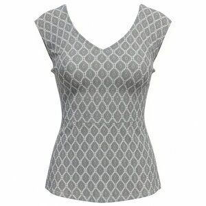 Anthropologie Deletta Diamond Lace Peplum Top Grey & White Sleeveless Large